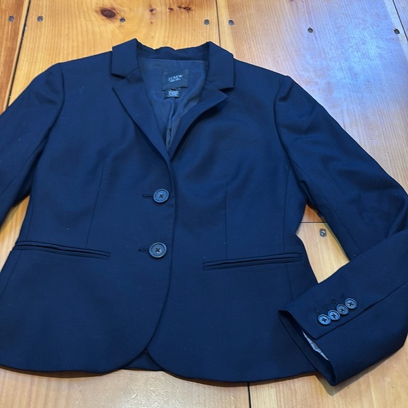 J CREW Super 120s Petite 2P Navy Blue 100% Wool Blazer Jacket Notch Collar - Picture 1 of 9
